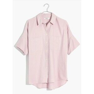 Madewell Flannel Courier Shirt Womens Size Small Wisteria Dove Short Sleeve